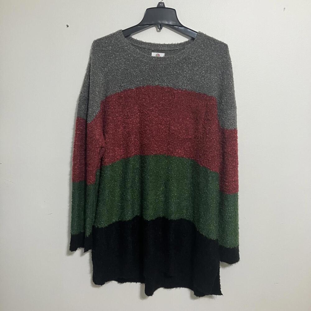 MarleyLilly Chic Women's Color Block Long Sleeve Sweater XL